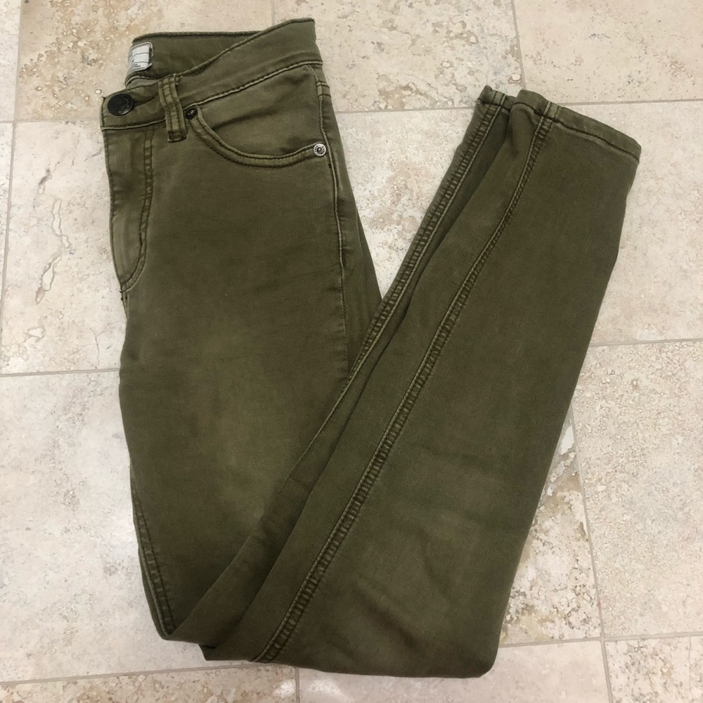 Free People low-rise army green jeans
